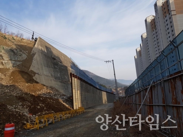 평산동 사면재해 공사 현장 ⓒ양산타임스