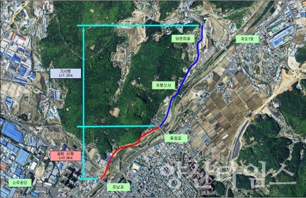 주남교-용암마을 구간(웅상209호선)  확장 위치도 ⓒ양산타임스