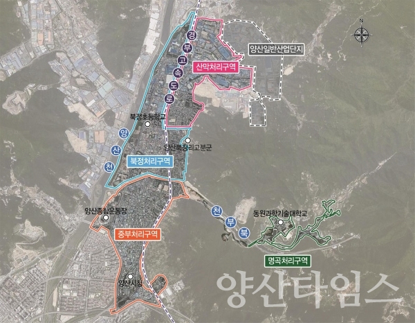 양산시 원도심 노후하수관로 정비사업 위치도 ⓒ양산타임스