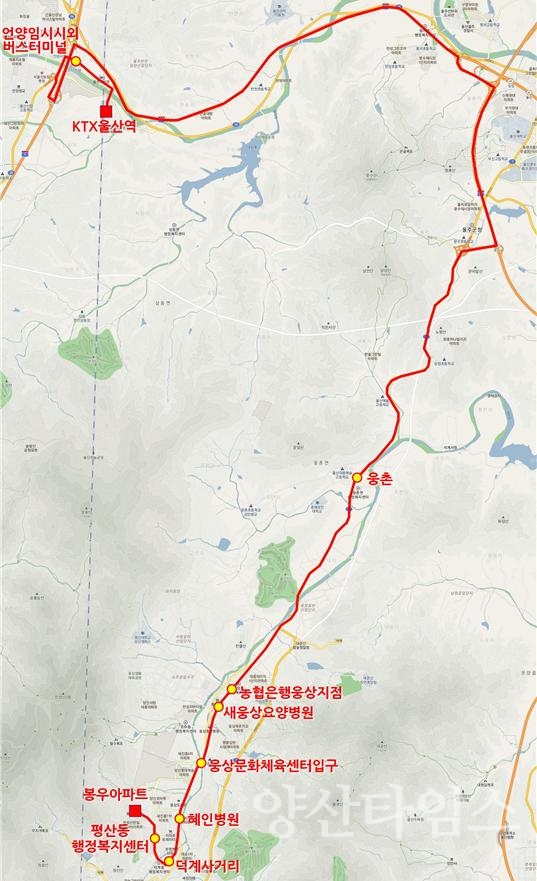 웅상-KTX울산역 시내버스 전체노선도 ⓒ양산타임스