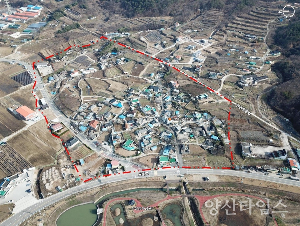 원동면 화제리 명언마을 새뜰마을 사업부지 ⓒ양산타임스