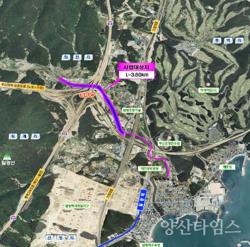 기장군 일광천 산책로 조성공사 위치도 ⓒ양산타임스