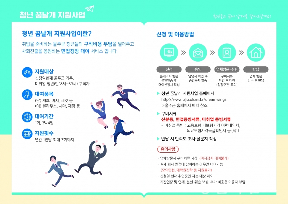 울주군 청년 꿈날개 사업 안내 리플렛 ⓒ양산타임스
