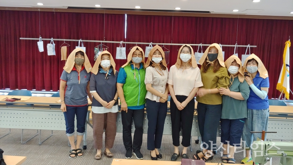 두건 만들기 사진ⓒ양산타임스