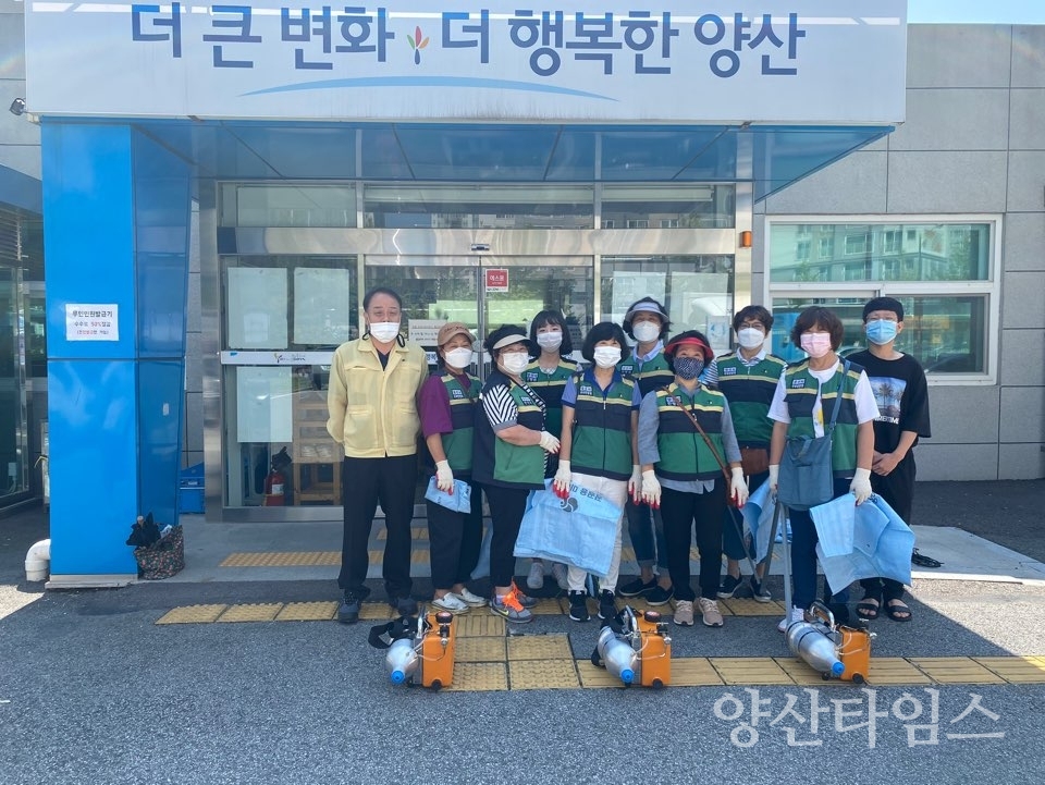 동면주부민방위기동대 방역 ⓒ양산타임스