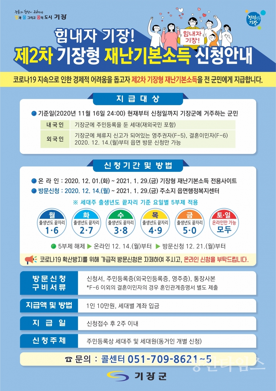 제2차 기장형 재난기본소득 안내문(안)ⓒ양산타임스