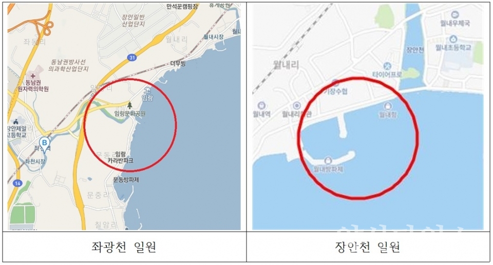 방류해역 위치도ⓒ양산타임스