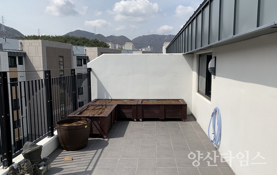 도시텃밭(상자텃밭) 조성된 모습 ⓒ양산타임스