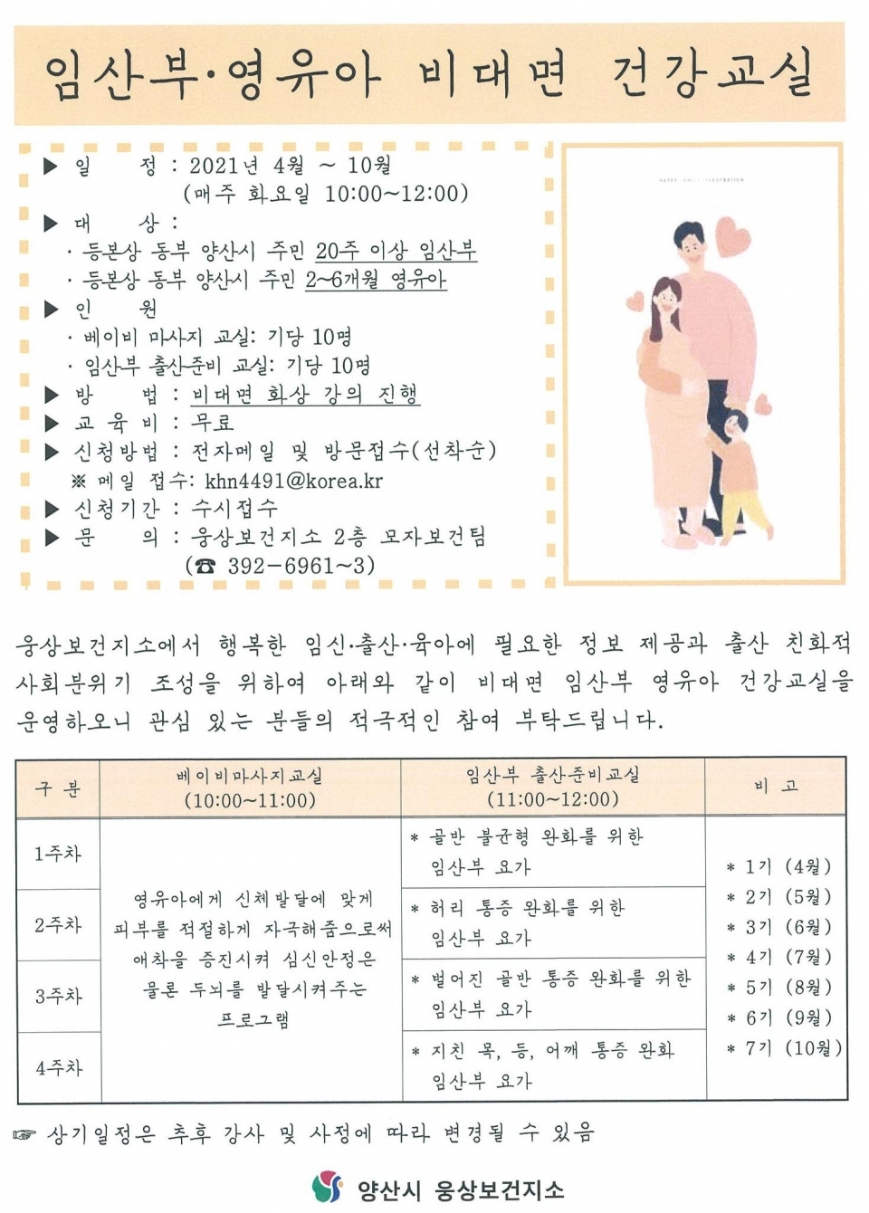 임산부 영유아 비대면 건강교실 ⓒ양산타임스