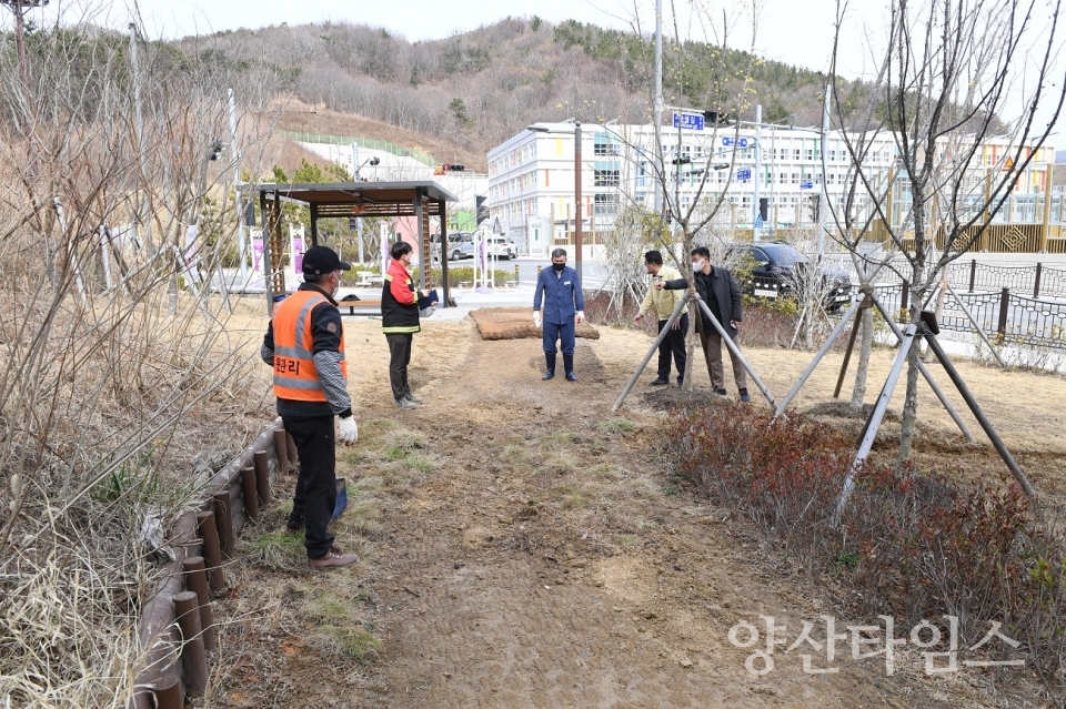 일광신도시 삼성숲공원 정비사업 현장 점검ⓒ양산타임스