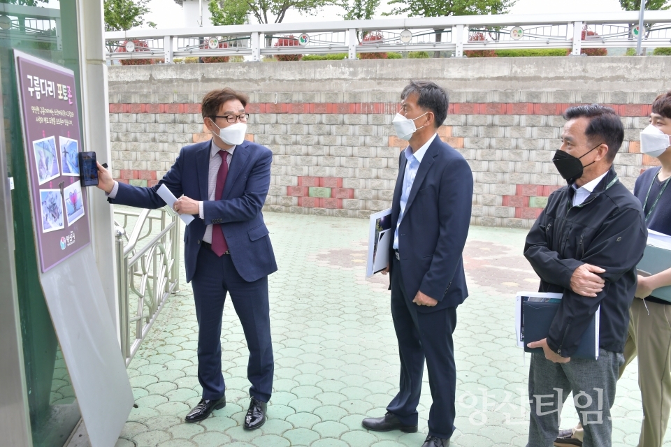 양산천 구름다리 현장행정 ⓒ양산타임스