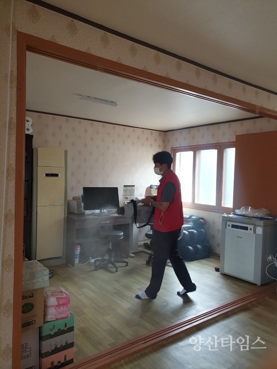 동면 주민자치위 방역 봉사활동 ⓒ양산타임스