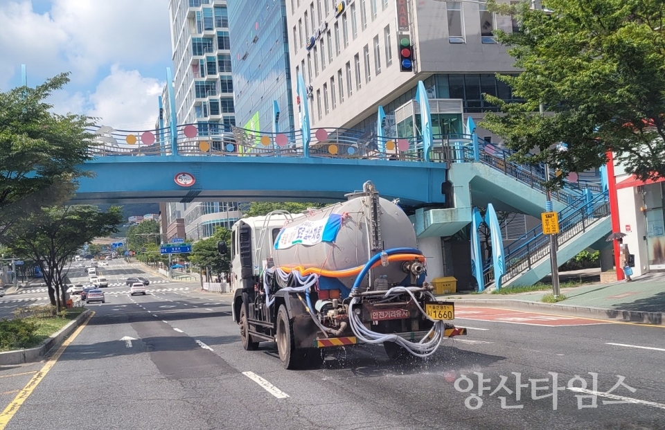 기장군 살수차 운영 모습ⓒ양산타임스