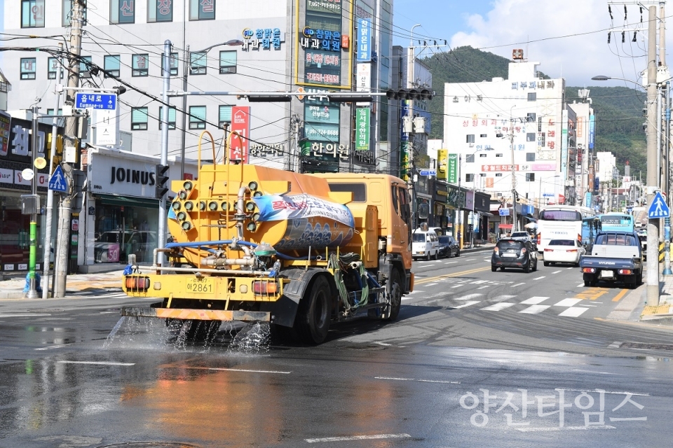 기장군 살수차 운영 모습ⓒ양산타임스