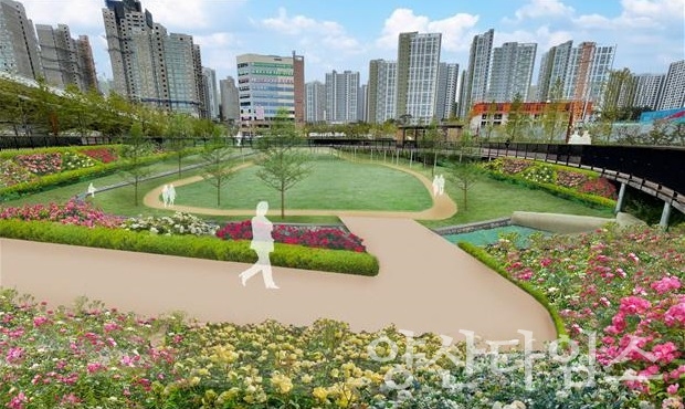 "일광신도시 후동앞뜰저류지 장미학습원 조감도(2)" "오규석 기장군수는 10월 19일 창조경제국장, 산림공원과장, 안전총괄과장 등과 함께 일광신도시 저류지 등을 현장점검했다" "일광신도시 후동앞뜰저류지 장미학습원 조감도(1)"