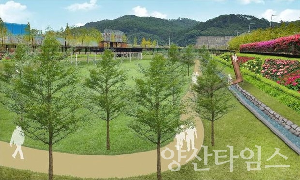 "일광신도시 후동앞뜰저류지 장미학습원 조감도(2)" "오규석 기장군수는 10월 19일 창조경제국장, 산림공원과장, 안전총괄과장 등과 함께 일광신도시 저류지 등을 현장점검했다" "일광신도시 후동앞뜰저류지 장미학습원 조감도(1)"