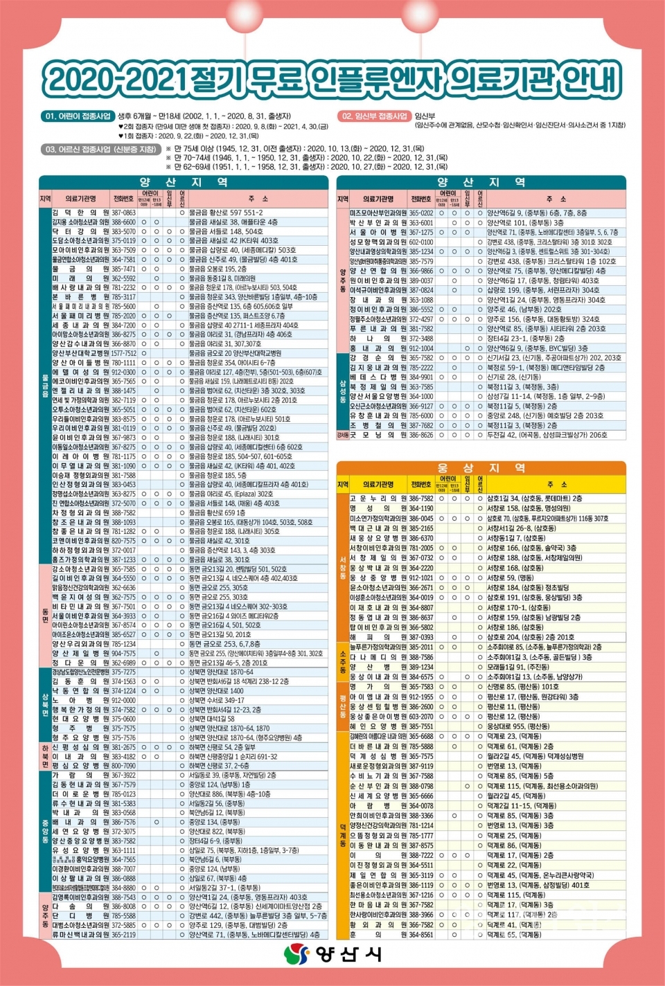 인플루엔자 예방접종ⓒ양산타임스