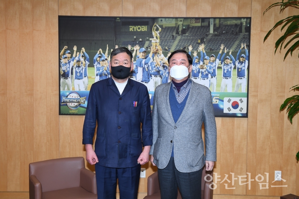 오규석 기장군수는 12월 21일 서울 강남구 도곡동 소재 한국야구회관을 방문해 정지택 한국야구위원회(KBO) 총재와 면담을 가지고 ‘한국야구 명예의 전당’ 조속 건립을 위한 제반사항을 협의했다ⓒ양산타임스