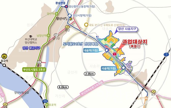 사송복합커뮤니티 위치ⓒ양산타임스