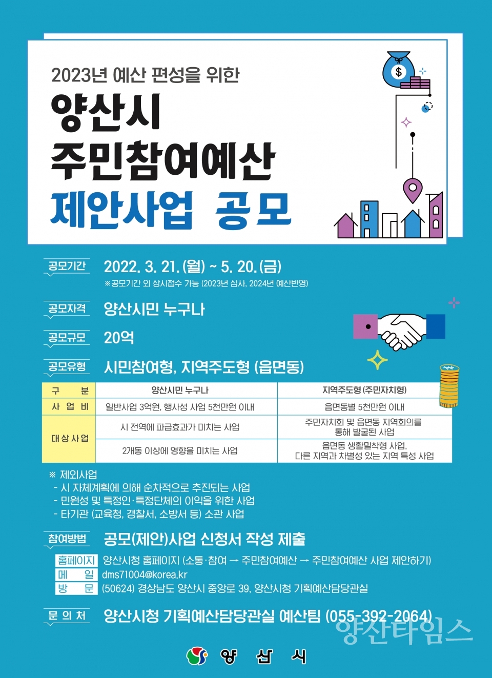 주민참여예산 제안사업 공모ⓒ양산타임스