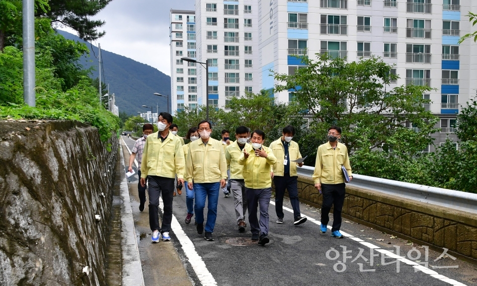 나동연 양산시장 태풍대비 현장점검ⓒ양산타임스