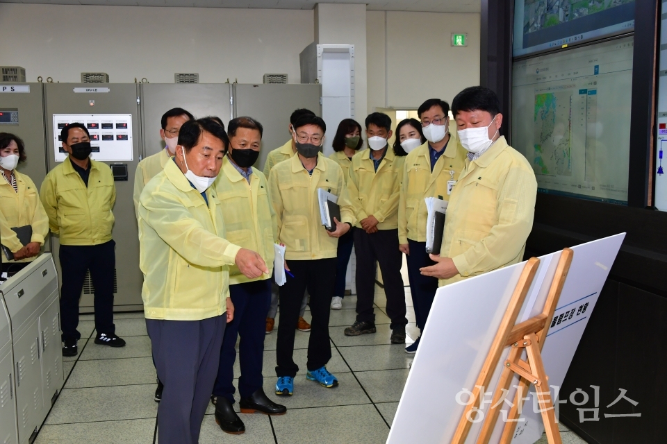 나동연 양산시장 태풍대비 현장점검ⓒ양산타임스