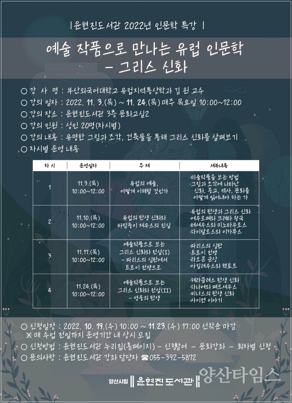 예술 작품으로 만나는 유럽 인문학ⓒ양산타임스