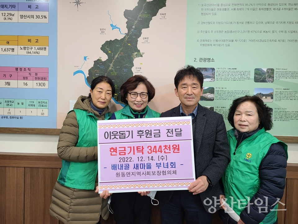 배내골 새마을부녀회 원동면에 후원금ⓒ양산타임스