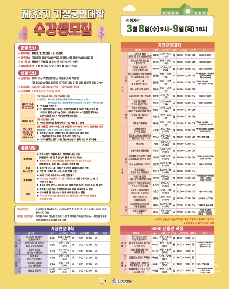 "1-2 군민어학당 포스터" "1-1.군민대학 포스터" ⓒ양산타임스