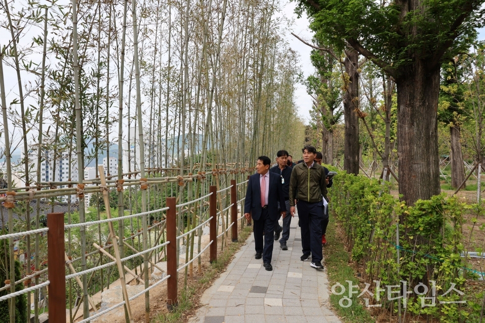 북정동 미세먼지 차단숲 현장행정ⓒ양산타임스