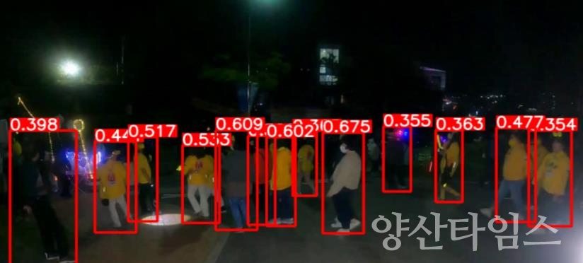 실시간 인공지능 유동인구 분석 화면ⓒ양산타임스