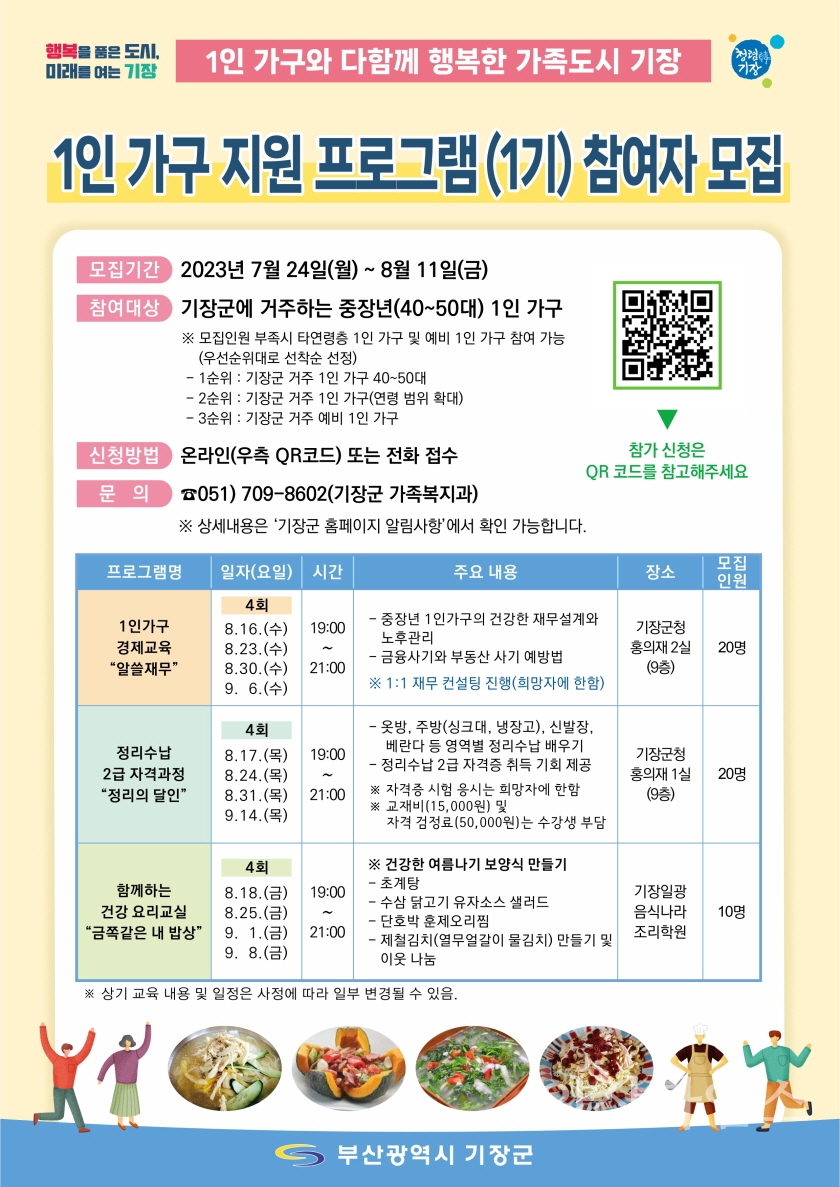 1인가구 지원 프로그램(1기) 안내문ⓒ양산타임스
