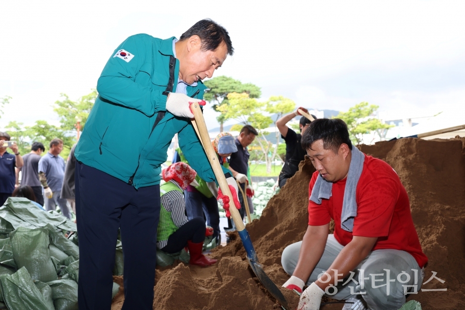 지역자율방재단 모래주머니 제작ⓒ양산타임스