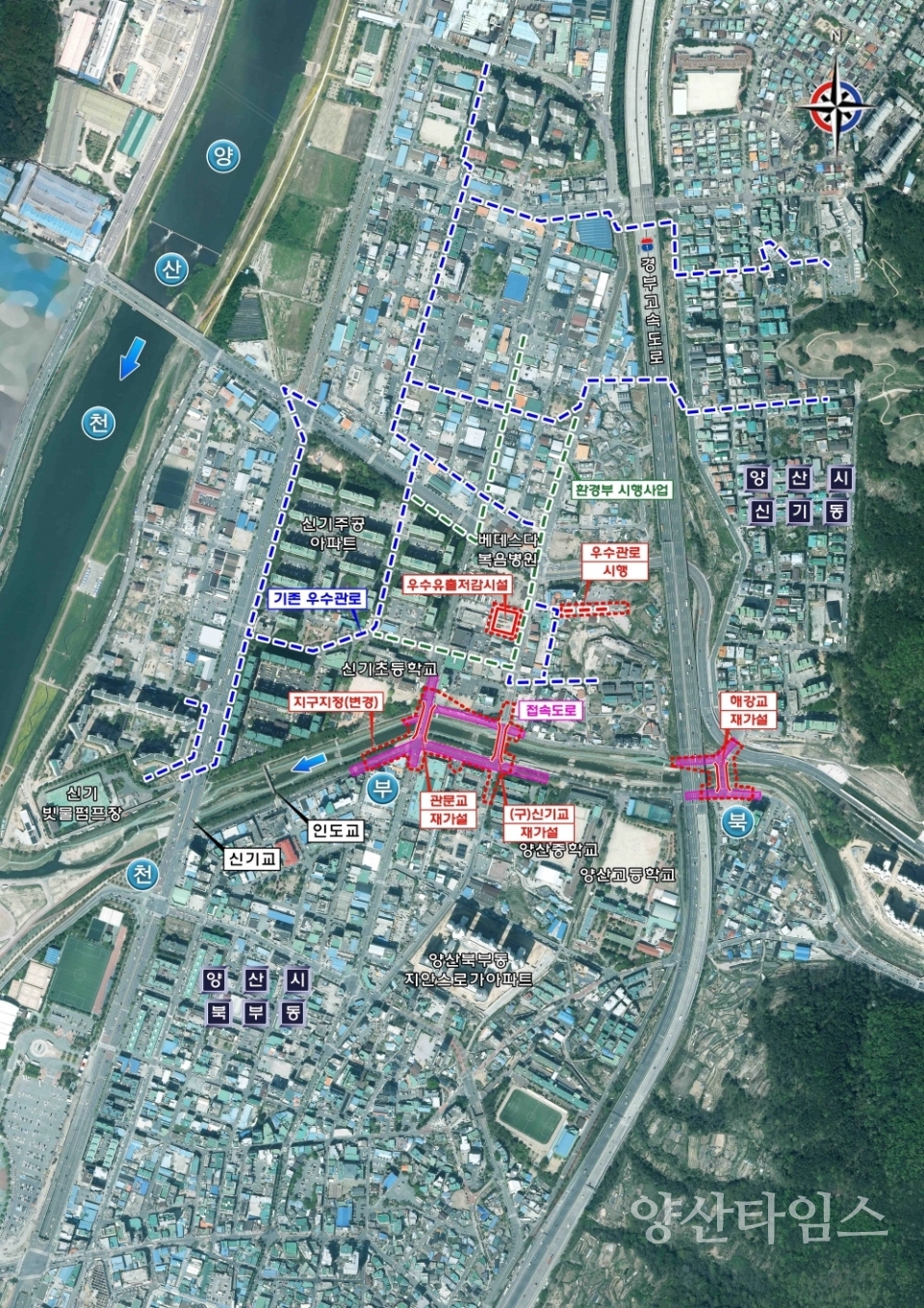 북부지구 자연재해위험개선지구 위치도ⓒ양산타임스