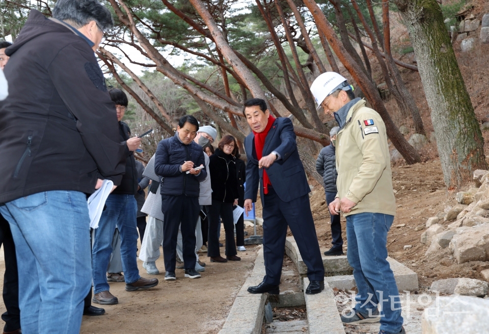 통도사 무풍한송로 현장행정ⓒ양산타임스