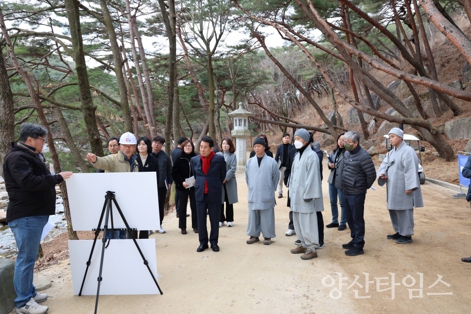 통도사 무풍한송로 현장행정ⓒ양산타임스