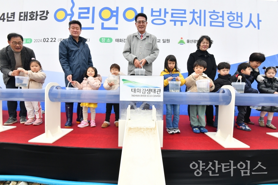 울주군 태화강생태관, 2024년 태화강 어린연어 방류ⓒ양산타임스