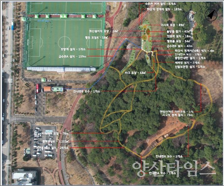 디자인공원 맨발 산책로 조성사업안ⓒ양산타임스