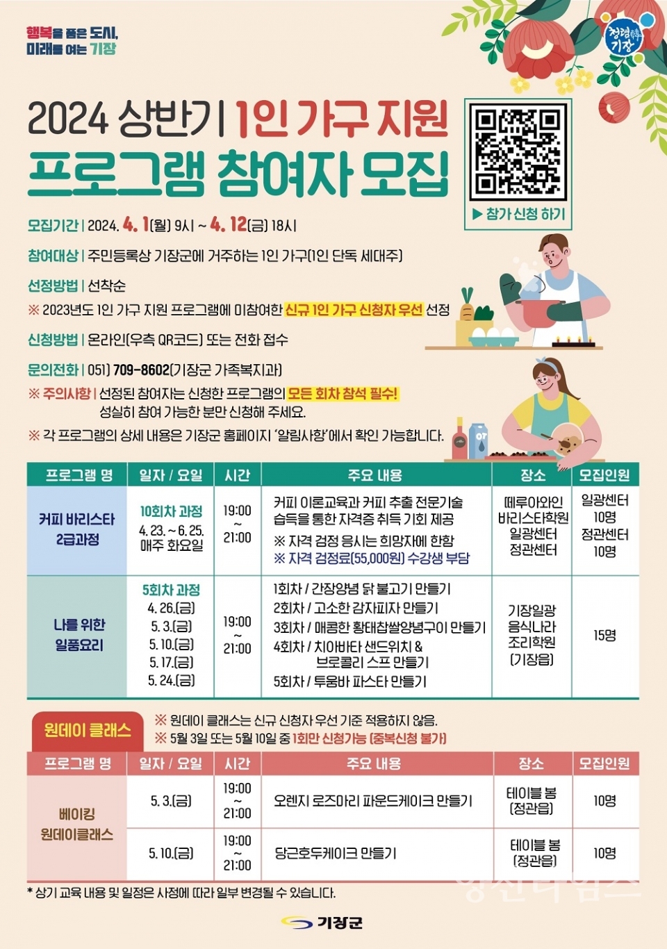 2024 상반기 1인가구 지원 프로그램 안내문ⓒ양산타임스