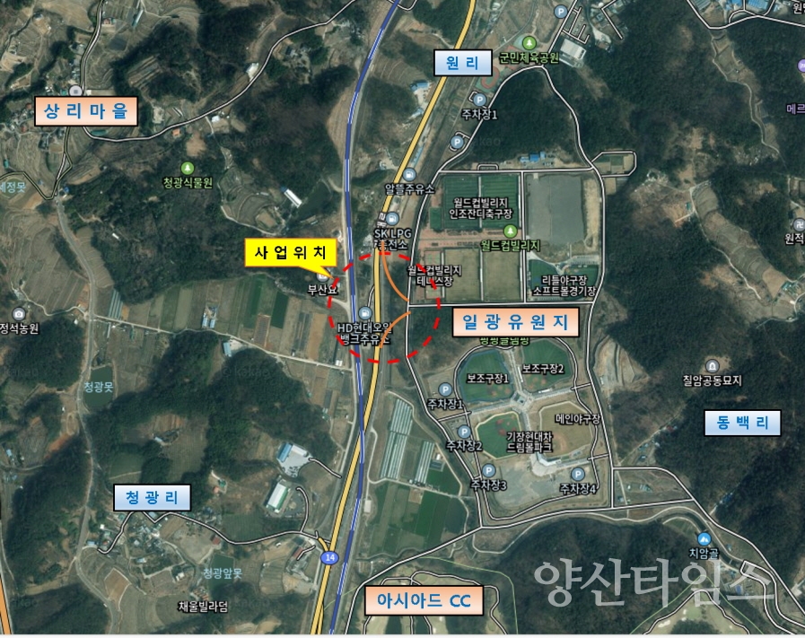 일광유원지 진입도로 개설 공사 위치도 1부ⓒ양산타임스