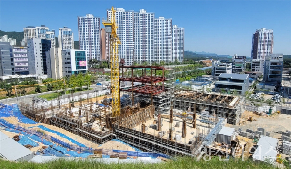 일광교육행복타운 조성사업이 내년 10월 준공목표로 순항 중에 있다ⓒ양산타임스