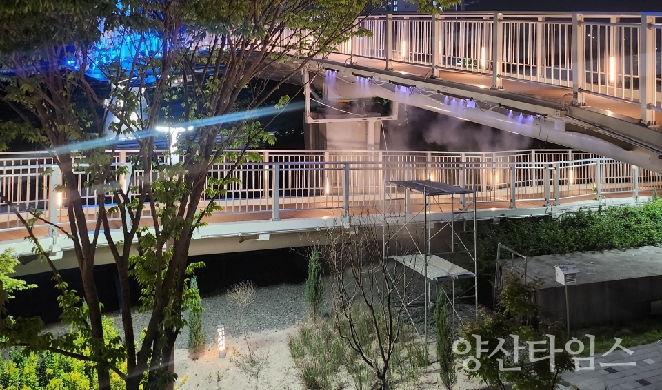 울주군, KTX인도교 안개 분사장치 시범 운행ⓒ양산타임스