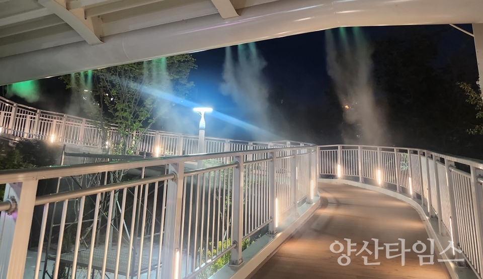 울주군, KTX인도교 안개 분사장치 시범 운행ⓒ양산타임스