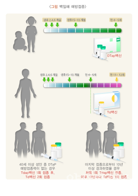 백일해 예방접종(출처:질병관리청 국가건강정보포털)ⓒ양산타임스