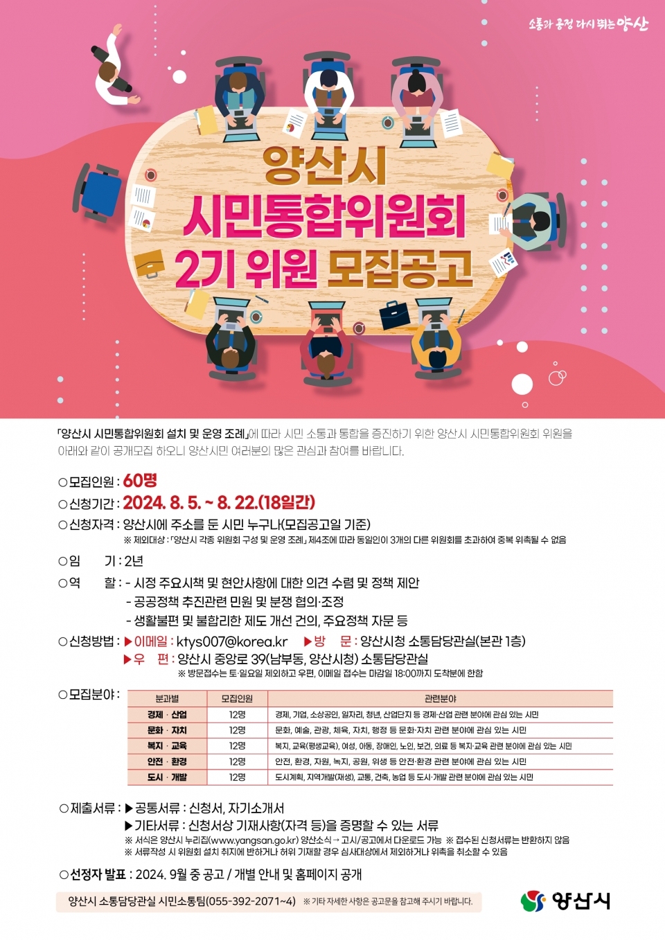시민통합위원 2기 위원 모집ⓒ양산타임스