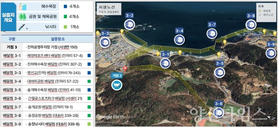 드론 배송 노선도ⓒ양산타임스
