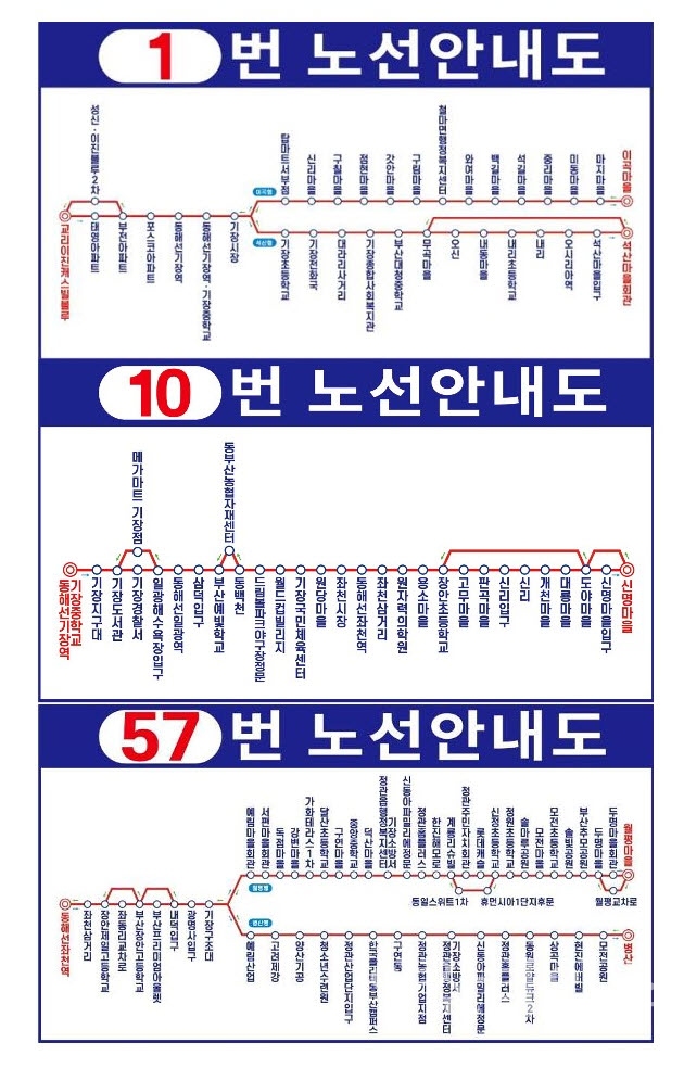 기장군버스 변경 노선도ⓒ양산타임스