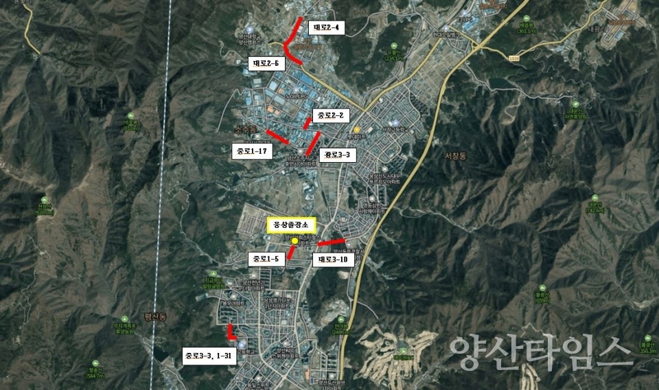 동부양산 도시계획도로 개설 항공사진ⓒ양산타임스