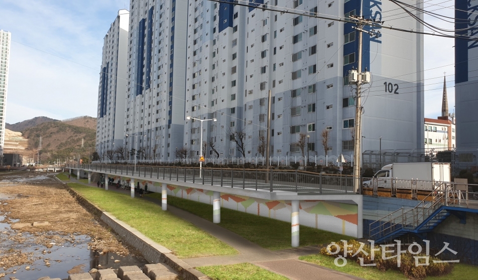회야강 상류부 캔틸레버 복합구조물 설치 예상ⓒ양산타임스