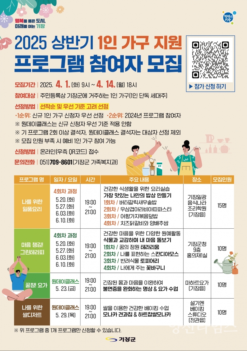 상반기 1인 가구 지원 프로그램’ 참여자 모집 안내문ⓒ양산타임스